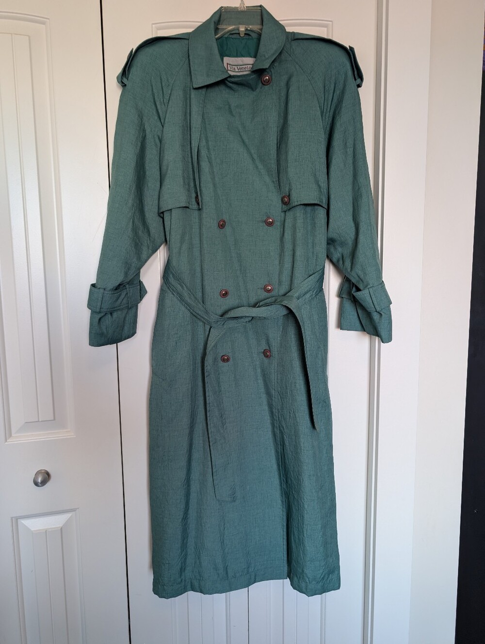 Vintage Via Veneto 80's Teal Trenchcoat